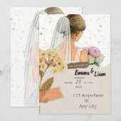 招待エレガント結婚式招待状カード | ロマン 招待状 (正面/裏面)