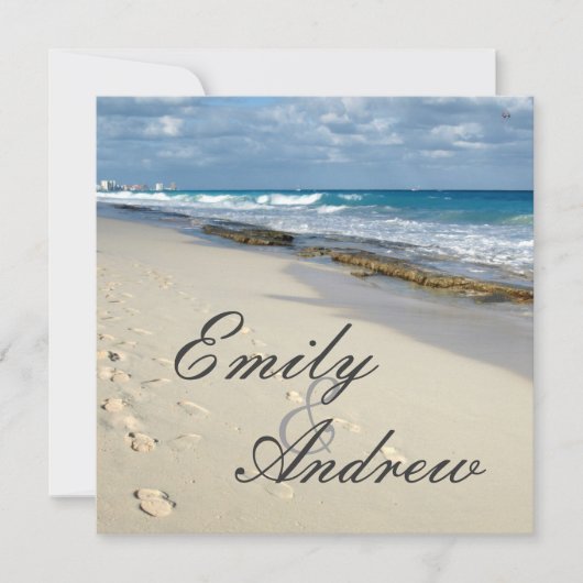 招待ビーチ結婚式 招待状 (正面)