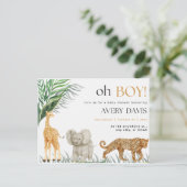 招待ベビーシャワー，ワイルドワン，動物 ポストカード (スタンド正面)