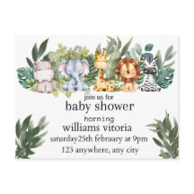 招待ベビーシャワー，動物，サファリ