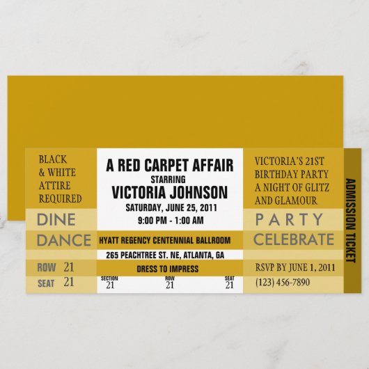 招待券 [ゴールド] 招待状 (正面/裏面)