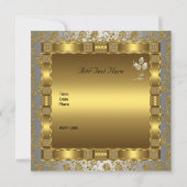招待婚約金ゴールドシルバーホワイトアンティーク 招待状 (裏面)