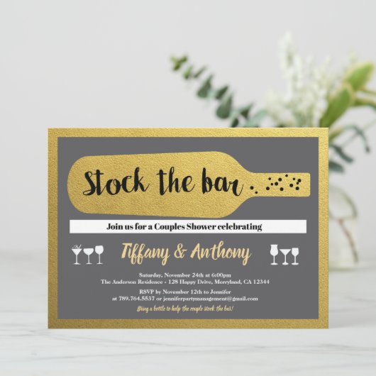 招待客のバーのカップルのシャワー招待状を保管する 招待状 (スタンド正面)