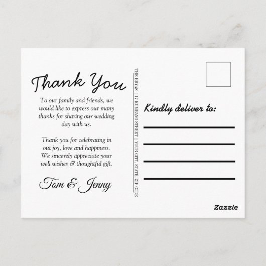 招待感謝していに出席するためのはがき ポストカード (裏面)