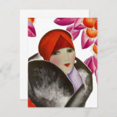 招待日空白の午後のお茶ファッショナブル女性 (正面/裏面)