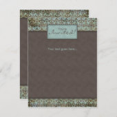 招待案内 ダマスク ブラウン ターコイズ 5 招待状 (正面/裏面)