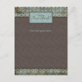 招待案内 ダマスク ブラウン ターコイズ 5 招待状