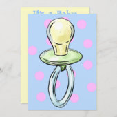 招待水玉模様のおしゃぶり 招待状 (正面/裏面)