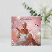 招待状お祝いショガールピンク 招待状 (スタンド正面)