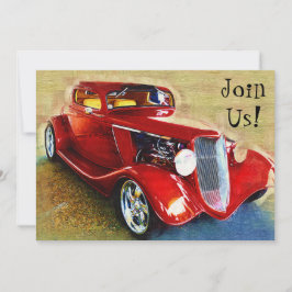 招待状からお祝いへクラシックの車 招待状