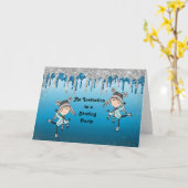 招待状からスケートで滑るパーティーへの誕生日 カード (黄色い花)