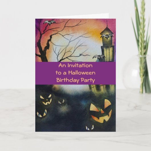 招待状からハロウィーン誕生日パーティ子供へー カード (正面)