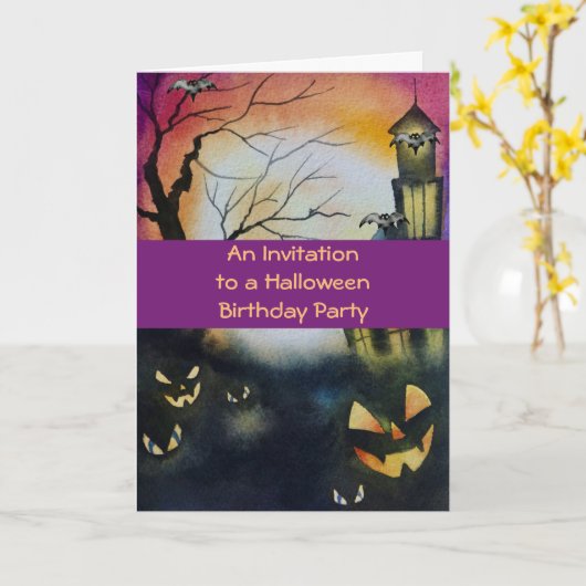 招待状からハロウィーン誕生日パーティ子供へー カード (黄色い花)
