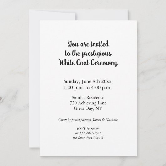 招待状からホワイトコートへの儀式医学的記号 招待状 (裏面)