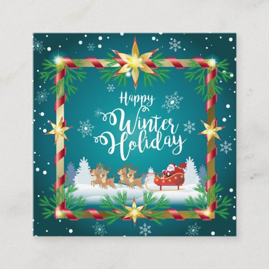 招待状こんにちは冬!クリスマスとお正月 スクエア名刺 (正面)