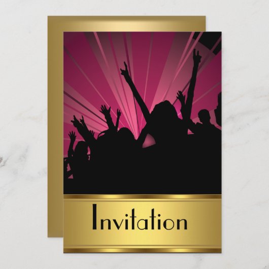 招待状すべてのパーティー金ゴールドとパーティー 招待状 (正面/裏面)