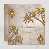 招待状すべての行事アジア金ゴールドオールド紙 招待状 (正面/裏面)