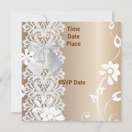 招待状すべての行事コーヒーレース白い花 招待状 (裏面)
