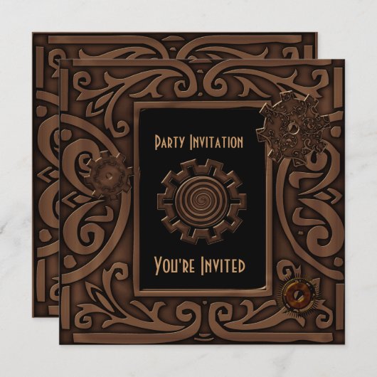 招待状すべての行事ズザゴスチームパンクデザイン 招待状 (正面/裏面)
