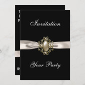 招待状すべての行事ビエージクリームジュエルブラック 招待状 (正面/裏面)