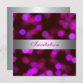 招待状すべての行事ピンクシルバーバブル 招待状 (正面/裏面)