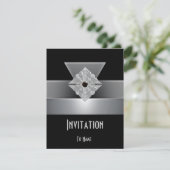 招待状すべての行事ブラックシルバーアールデコ 招待状 (スタンド正面)