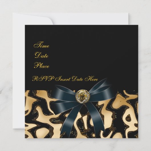 招待状すべての行事ブラック金ゴールドアフリカ抽象芸術 招待状 (裏面)