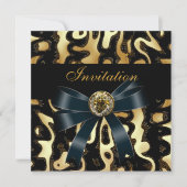 招待状すべての行事ブラック金ゴールドアフリカ抽象芸術 招待状 (正面)
