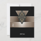 招待状すべての行事ブラック金ゴールドビーゲアールデコ 招待状 (裏面)