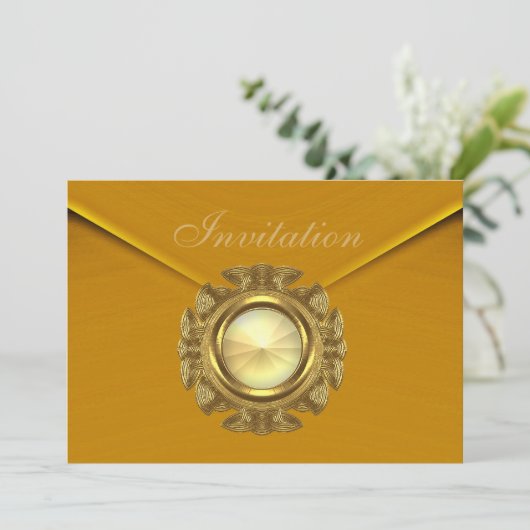 招待状すべての行事リッチベルベットマスタードジュエル 招待状 (スタンド正面)