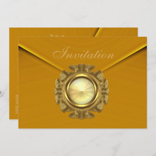 招待状すべての行事リッチベルベットマスタードジュエル 招待状 (正面/裏面)