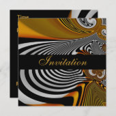 招待状すべての行事抽象芸術オレンジシルバー 招待状 (正面/裏面)