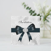 招待状すべての行事抽象芸術シルバーホワイトボウ 招待状 (スタンド正面)