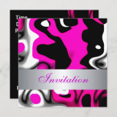 招待状すべての行事抽象芸術ピンクシルバー 招待状 (正面/裏面)