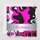 招待状すべての行事抽象芸術ピンクシルバー 招待状 (正面)