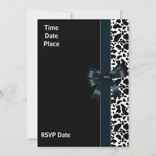 招待状すべての行事白黒牛動物弓 招待状 (裏面)