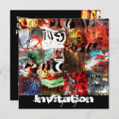 招待状すべての行事通りアート抽象芸術A3 招待状 (正面/裏面)