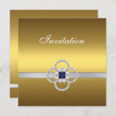 招待状すべての行事金ゴールドシルバージュエル 招待状 (正面/裏面)