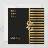 招待状すべての行事金ゴールドブラックストライプ金ゴールドボウ 招待状 (裏面)