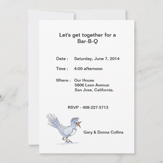 招待状でバーB-Q 招待状 (裏面)