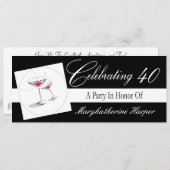 招待状で40歳の誕生日カクテルパーティー 招待状 (正面/裏面)