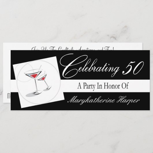 招待状と50歳の誕生日パーティー 招待状 (正面/裏面)