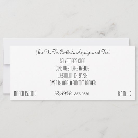 招待状と70歳の誕生日パーティーお祝い 招待状 (裏面)