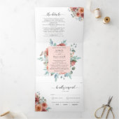 招待状とRSVPエテリアール赤面ピーチ結婚ズ 三つ折り招待状 (内部)