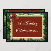 招待状にクリスマスパーティー、豪華な松 招待状 (正面/裏面)