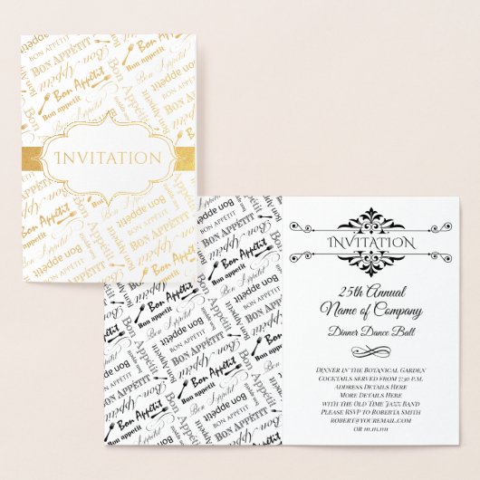 招待状にディナーパーティーボンアペティトフランスの 箔カード (ディスプレー)