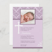 招待状に洗礼を施す白い十字のヴィンテージ 招待状 (正面/裏面)