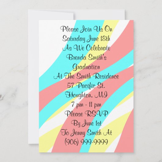 招待状のお祝いの吹流しの帽子は卒業を取除きます 招待状 (裏面)