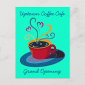招待状のオープン喫茶店のカフェの郵便はがき インビテーションポストカード (正面)