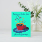 招待状のオープン喫茶店のカフェの郵便はがき インビテーションポストカード (スタンド正面)